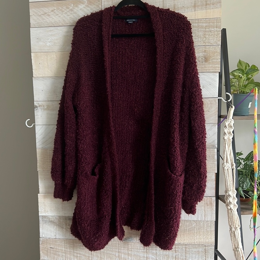 Bulky maroon cardigan - Size XS American Eagle